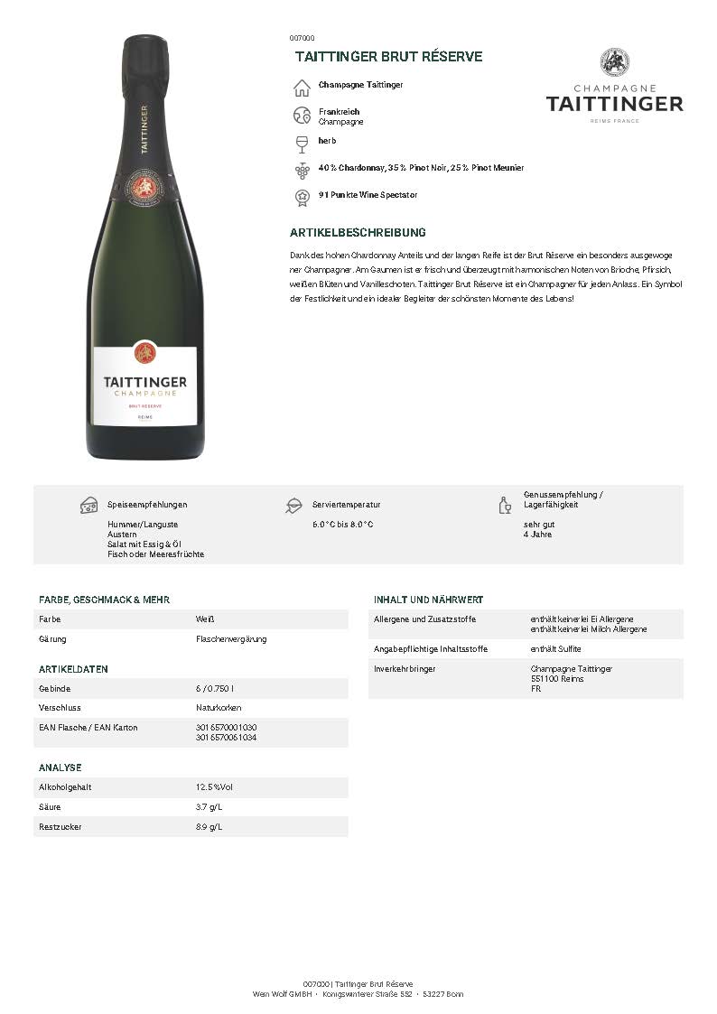 E Hetzel Lieferant Wein-Wolf-Expertise-Taittinger Brut