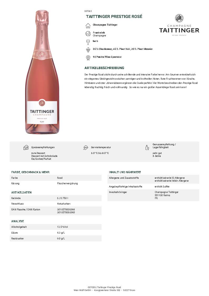 E Hetzel Lieferant Wein-Wolf-Expertise-Taittinger Rose